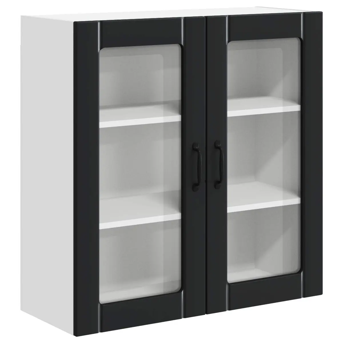 Wall Glass Cabinet Black Engineered Wood 80x31x80cm