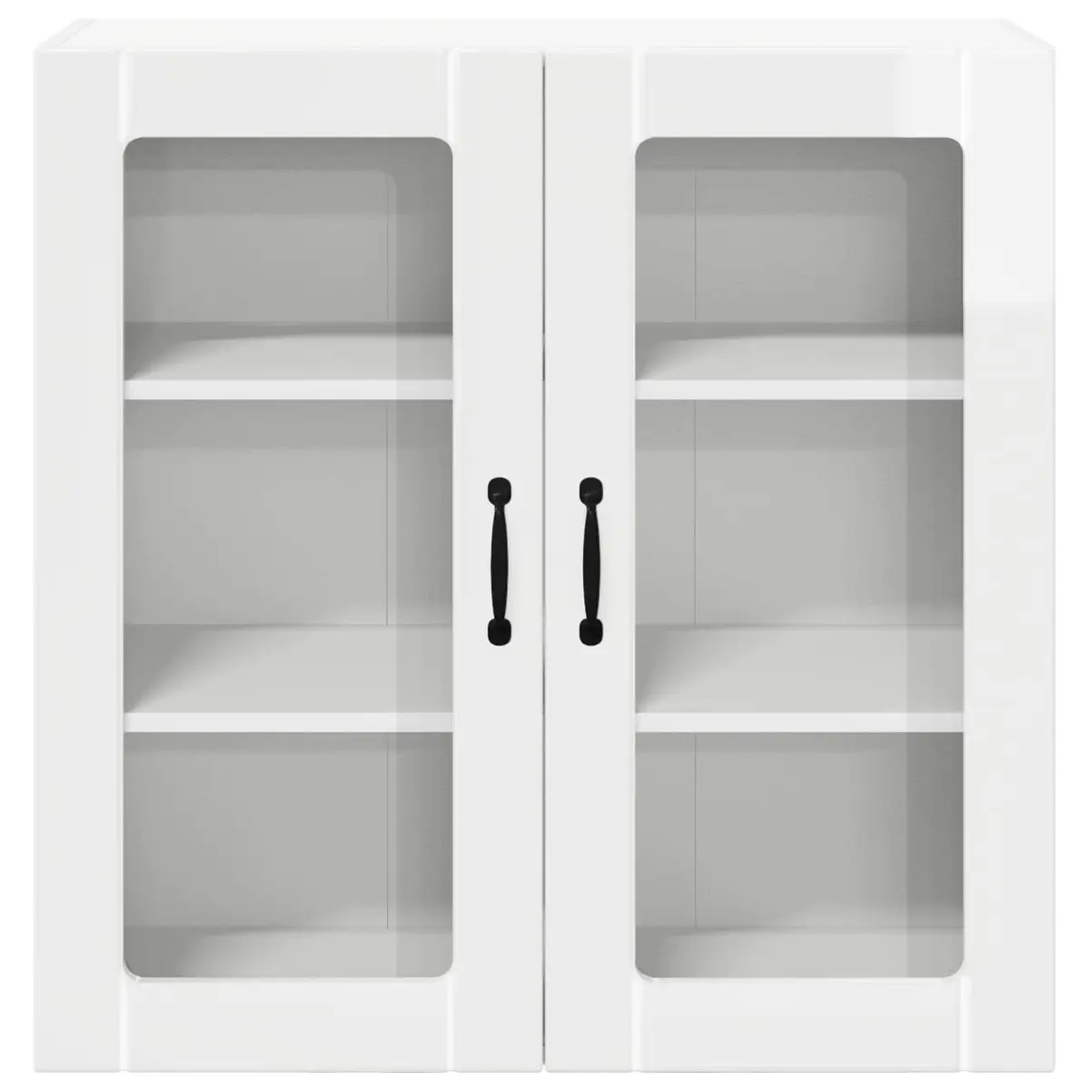 Glass Wall Cabinet Engineered Wood Kitchen Storage High Gloss White 80x31x80cm