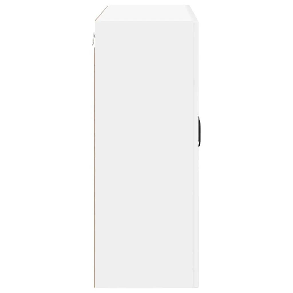 Glass Wall Cabinet Engineered Wood Kitchen Storage High Gloss White 80x31x80cm