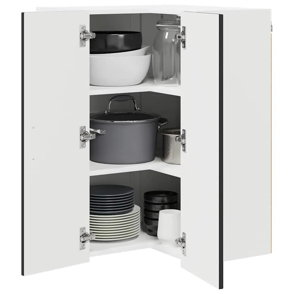 Black Engineered Wood Corner Cabinet 57x57x80cm Kitchen Storage