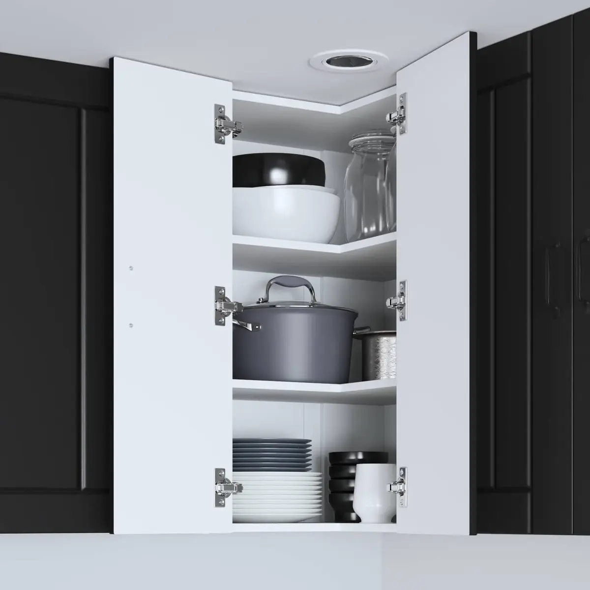 Black Engineered Wood Corner Cabinet 57x57x80cm Kitchen Storage