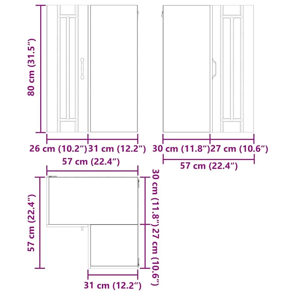 Wall Corner Cabinet High Gloss White Modern Kitchen Storage Unit 57x57x80 cm