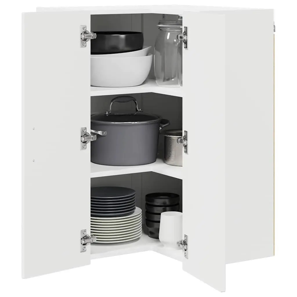 Wall Corner Cabinet High Gloss White Modern Kitchen Storage Unit 57x57x80 cm