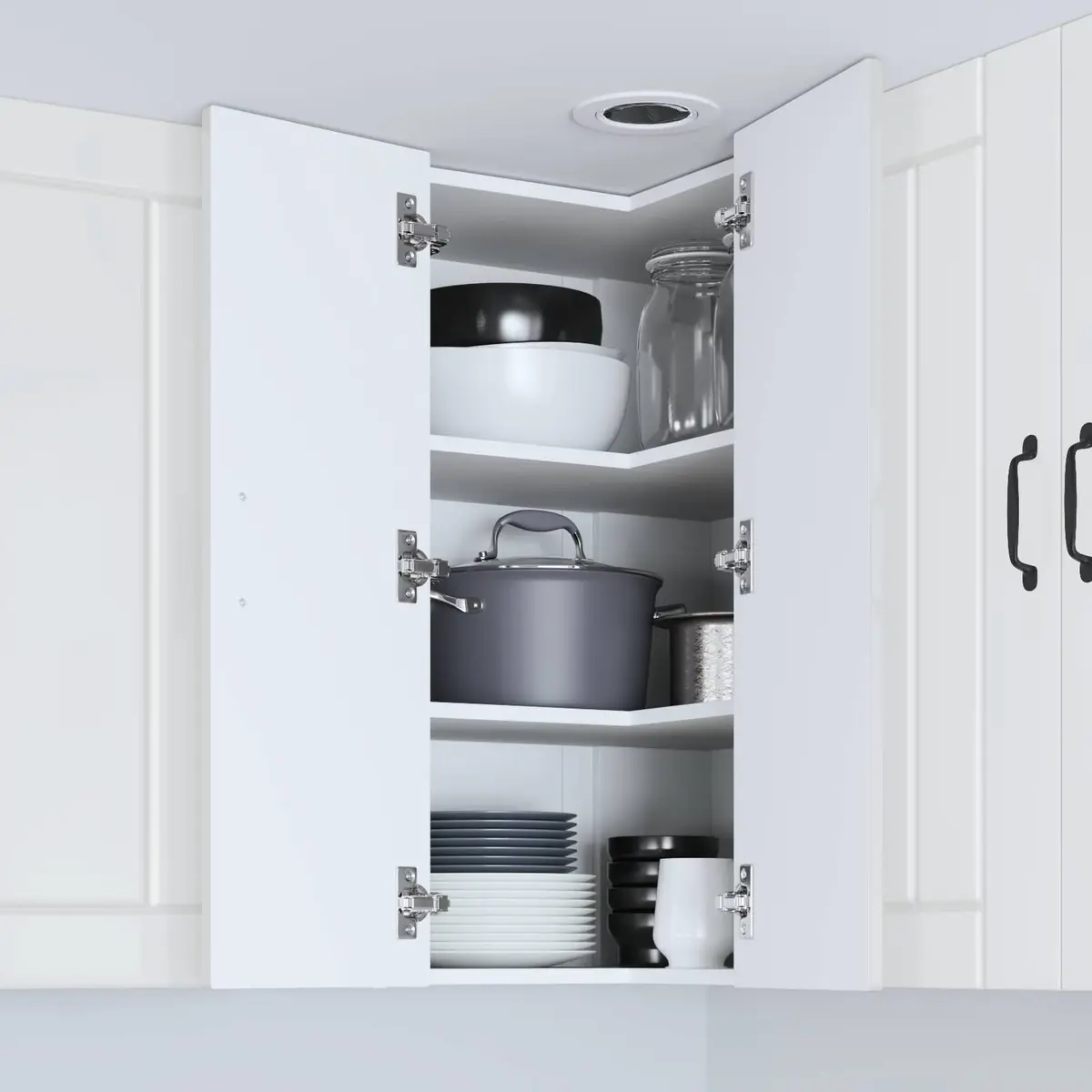 Wall Corner Cabinet High Gloss White Modern Kitchen Storage Unit 57x57x80 cm