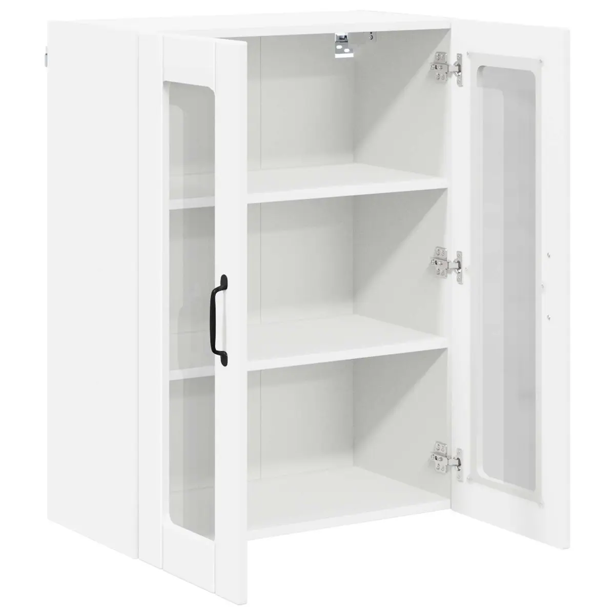 Wall Glass Cabinet Modern White Engineered Wood 60 x 31 x 80 cm