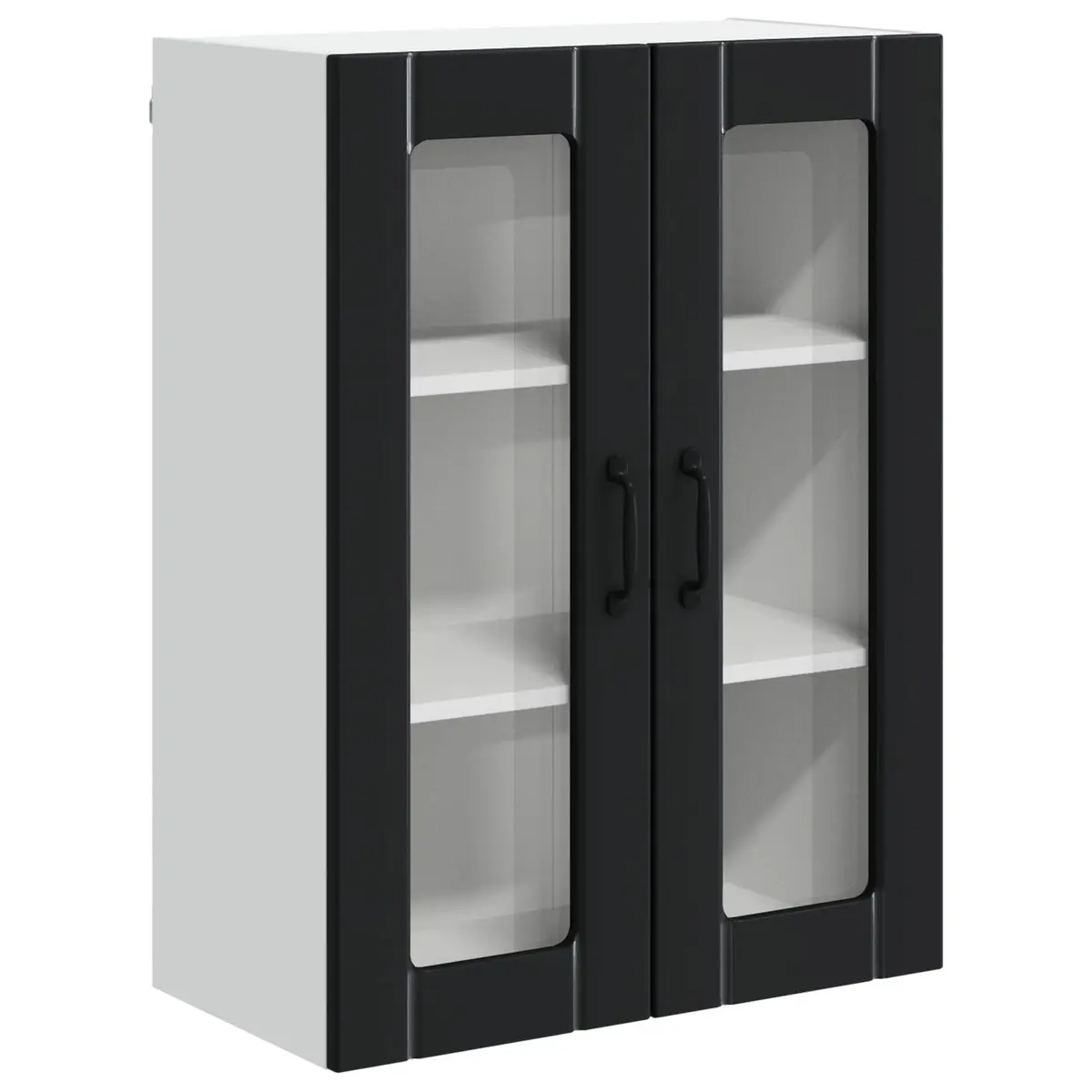 Wall Glass Cabinet Modern Black Engineered Wood 60 x 31 x 80 cm