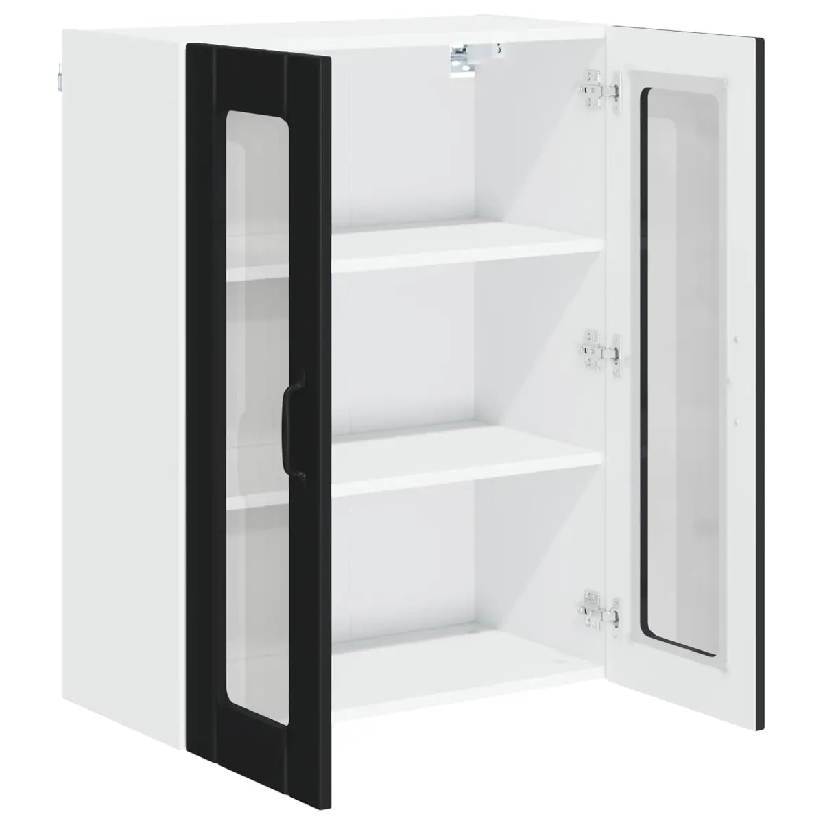 Wall Glass Cabinet Modern Black Engineered Wood 60 x 31 x 80 cm
