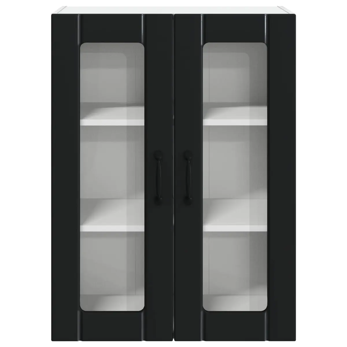 Wall Glass Cabinet Modern Black Engineered Wood 60 x 31 x 80 cm