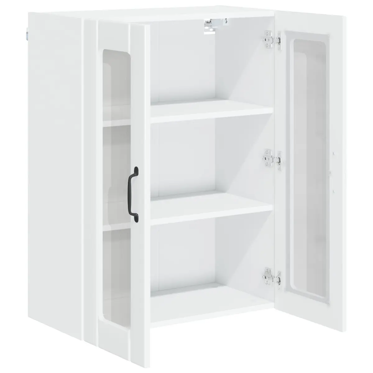 Wall Glass Cabinet High Gloss White Kitchen Cupboard 60x31x80cm