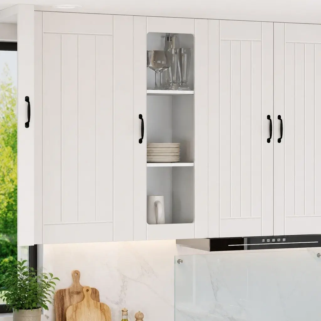 Wall Glass Cabinet White Engineered Wood 40 x 31 x 100 cm