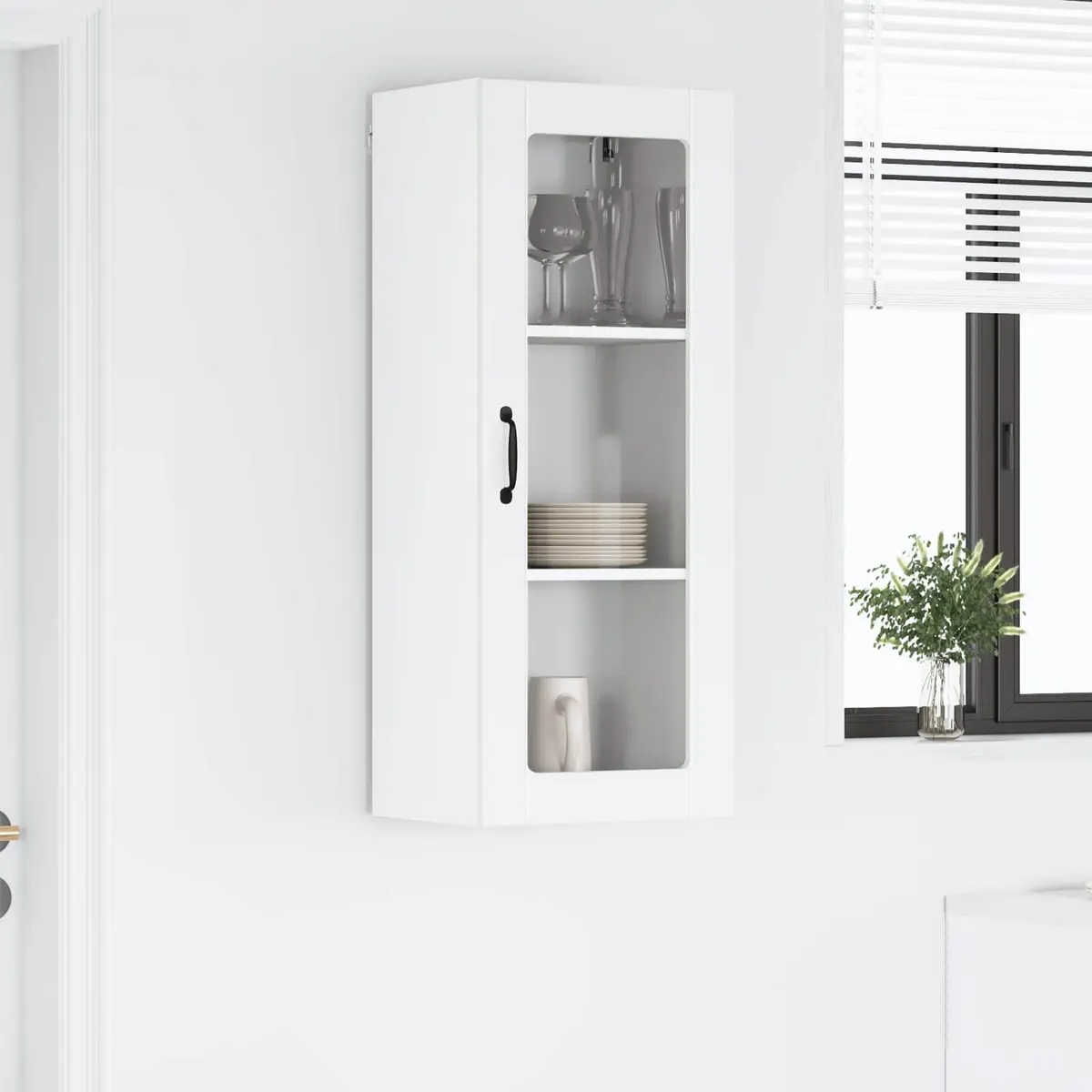Wall Glass Cabinet White Engineered Wood 40 x 31 x 100 cm