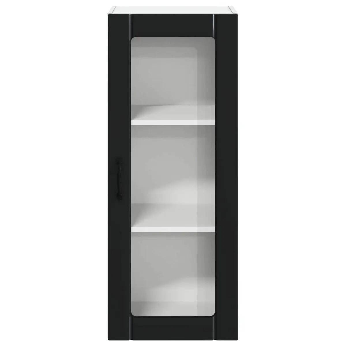 Wall Glass Cabinet Black Engineered Wood Rectangular Modern