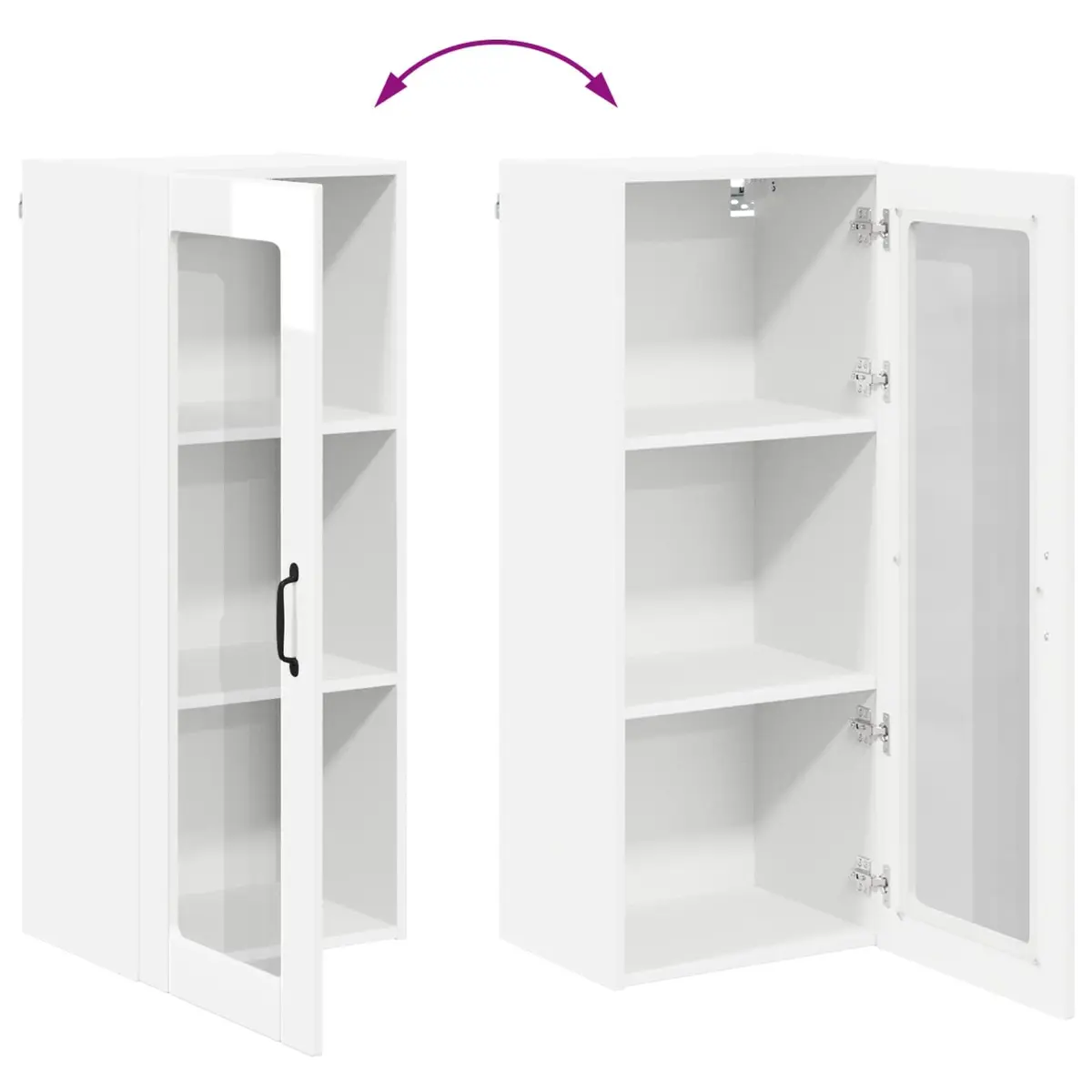 Wall Cabinet High Gloss White Engineered Wood Modern 40 x 31 x 100 cm