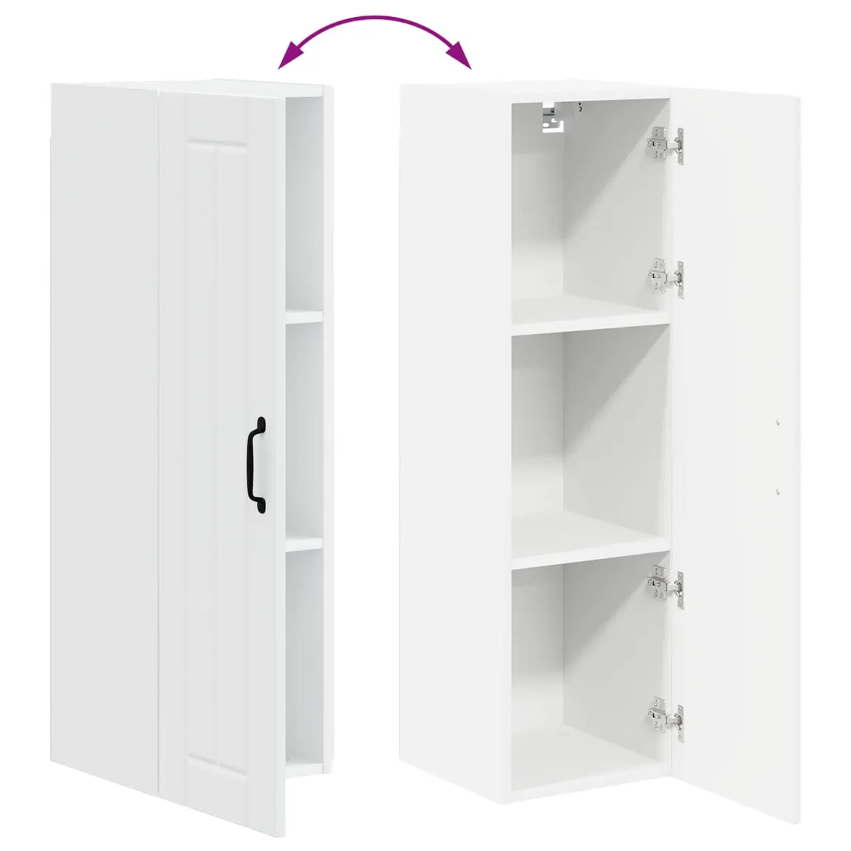White Engineered Wood Wall Cabinet Kitchen Storage Unit 30 x 31 x 100 cm Modern