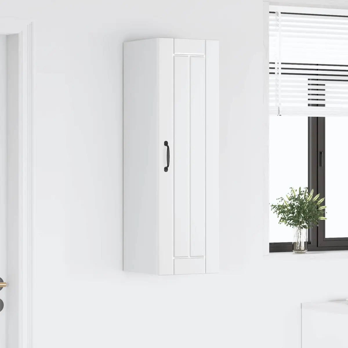 White Engineered Wood Wall Cabinet Kitchen Storage Unit 30 x 31 x 100 cm Modern