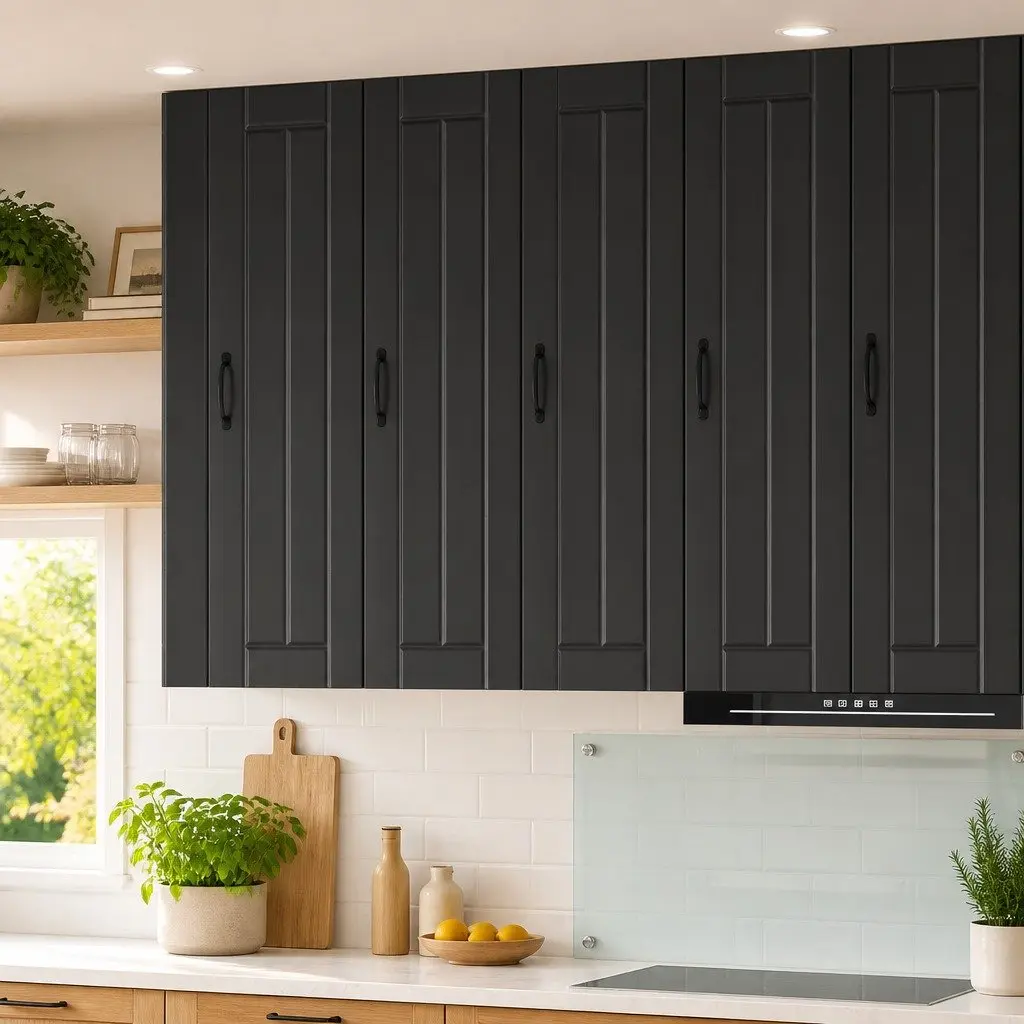 Kitchen Cabinet Black Engineered Wood Wall-Mounted 30cm Width 31cm Depth 100cm Height
