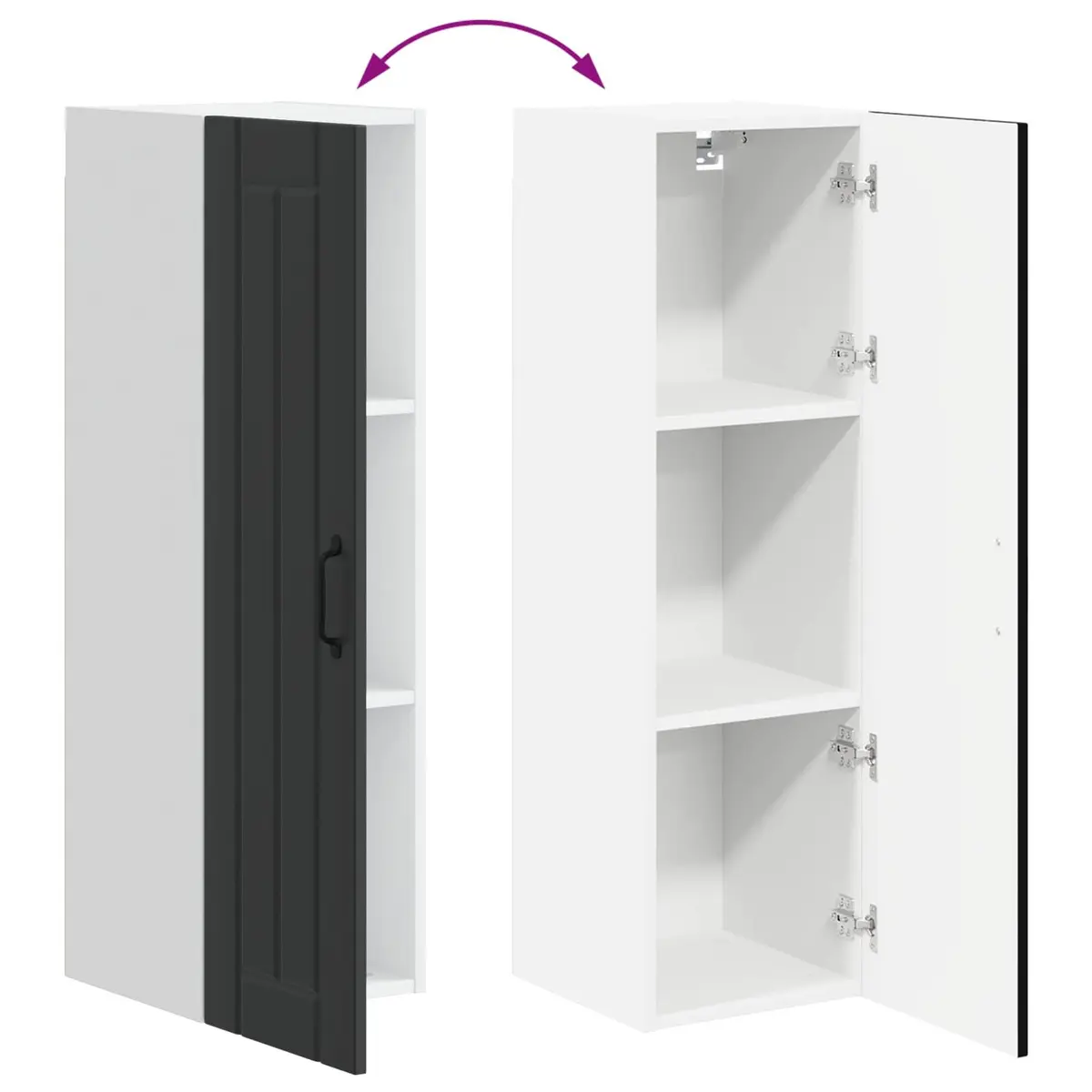 Kitchen Cabinet Black Engineered Wood Wall-Mounted 30cm Width 31cm Depth 100cm Height
