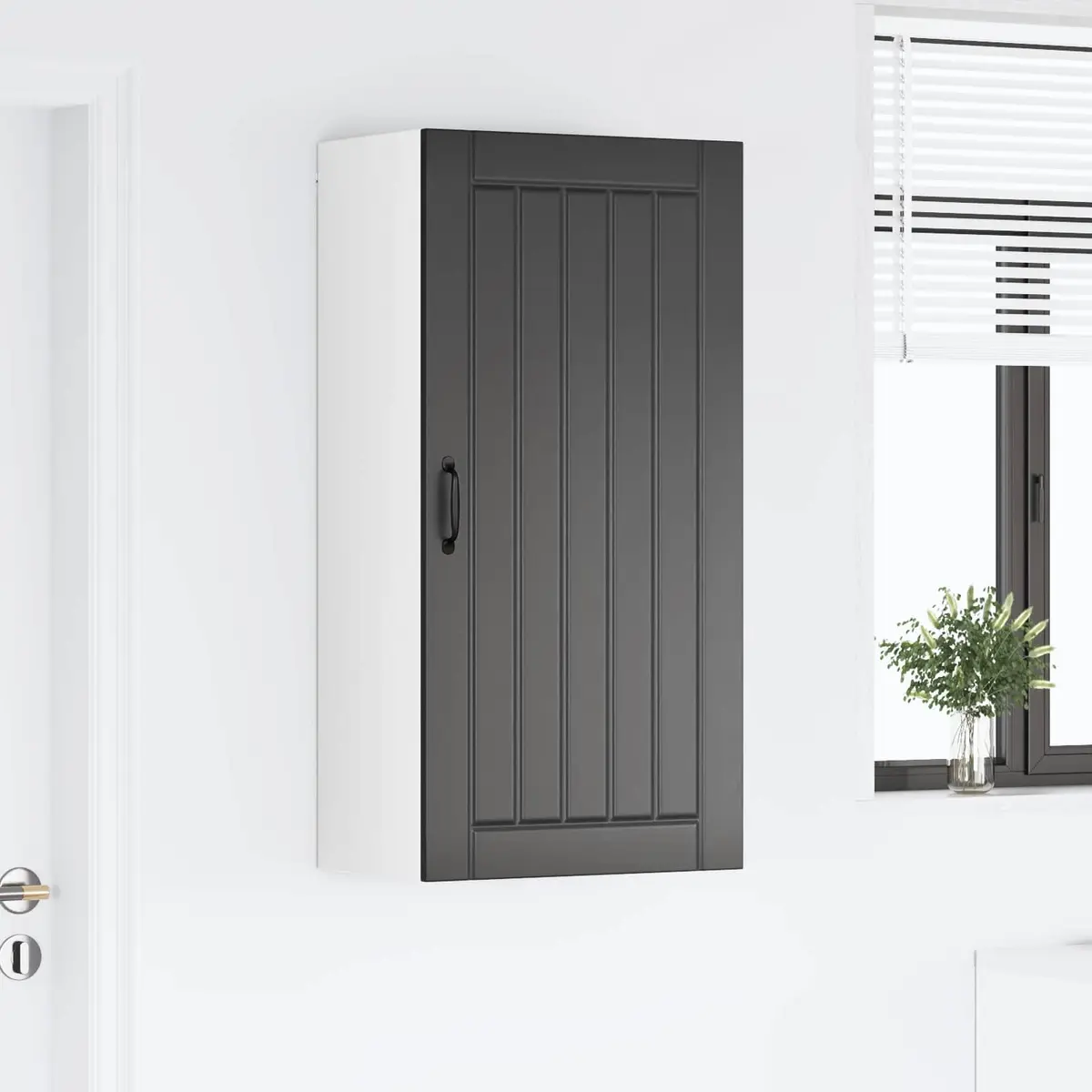 Wall Cabinet Engineered Wood Kitchen Storage Dishwasher Panel Black 50x31x100cm