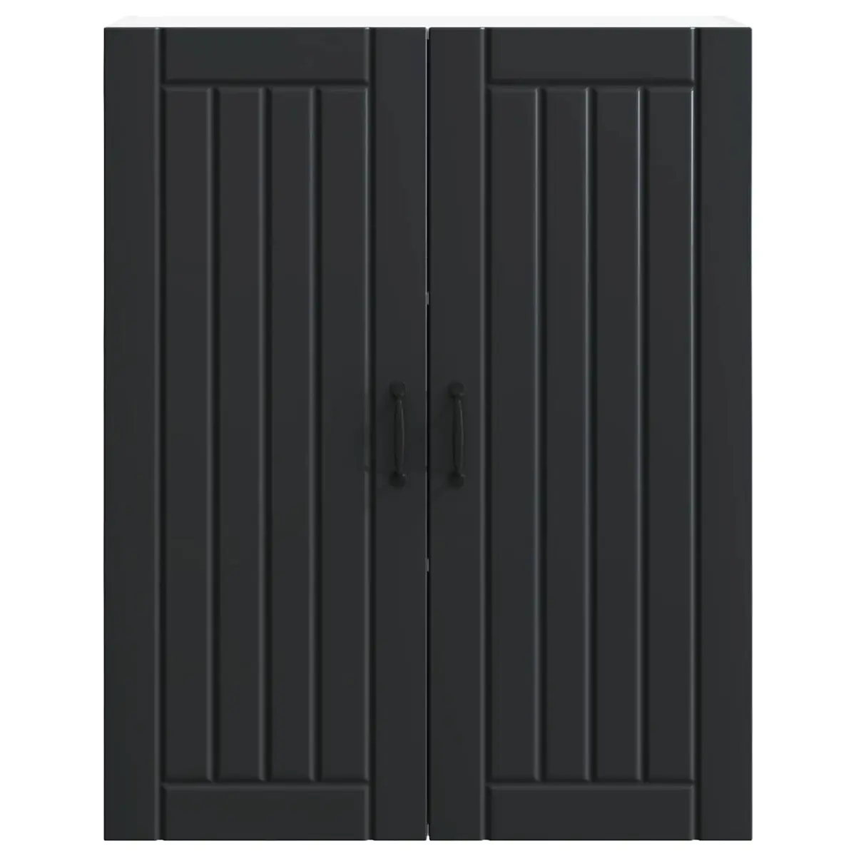 Wall Cabinet Kitchen Storage Unit Black Engineered Wood Rectangular Furniture