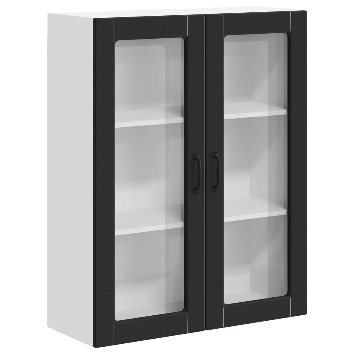 Wall Glass Cabinet Black 80 x 31 x 100 cm Kitchen Storage Engineered Wood