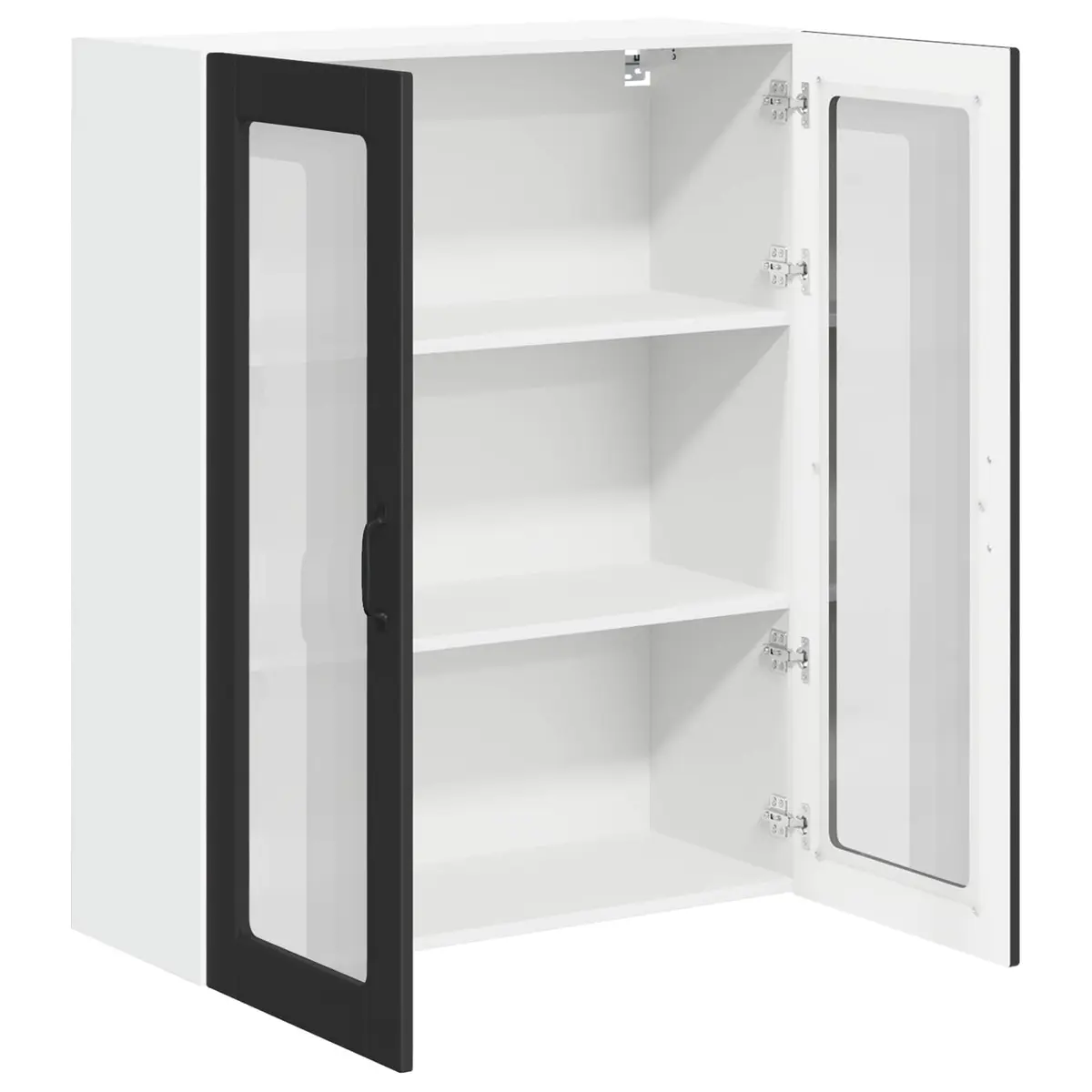Wall Glass Cabinet Black 80 x 31 x 100 cm Kitchen Storage Engineered Wood