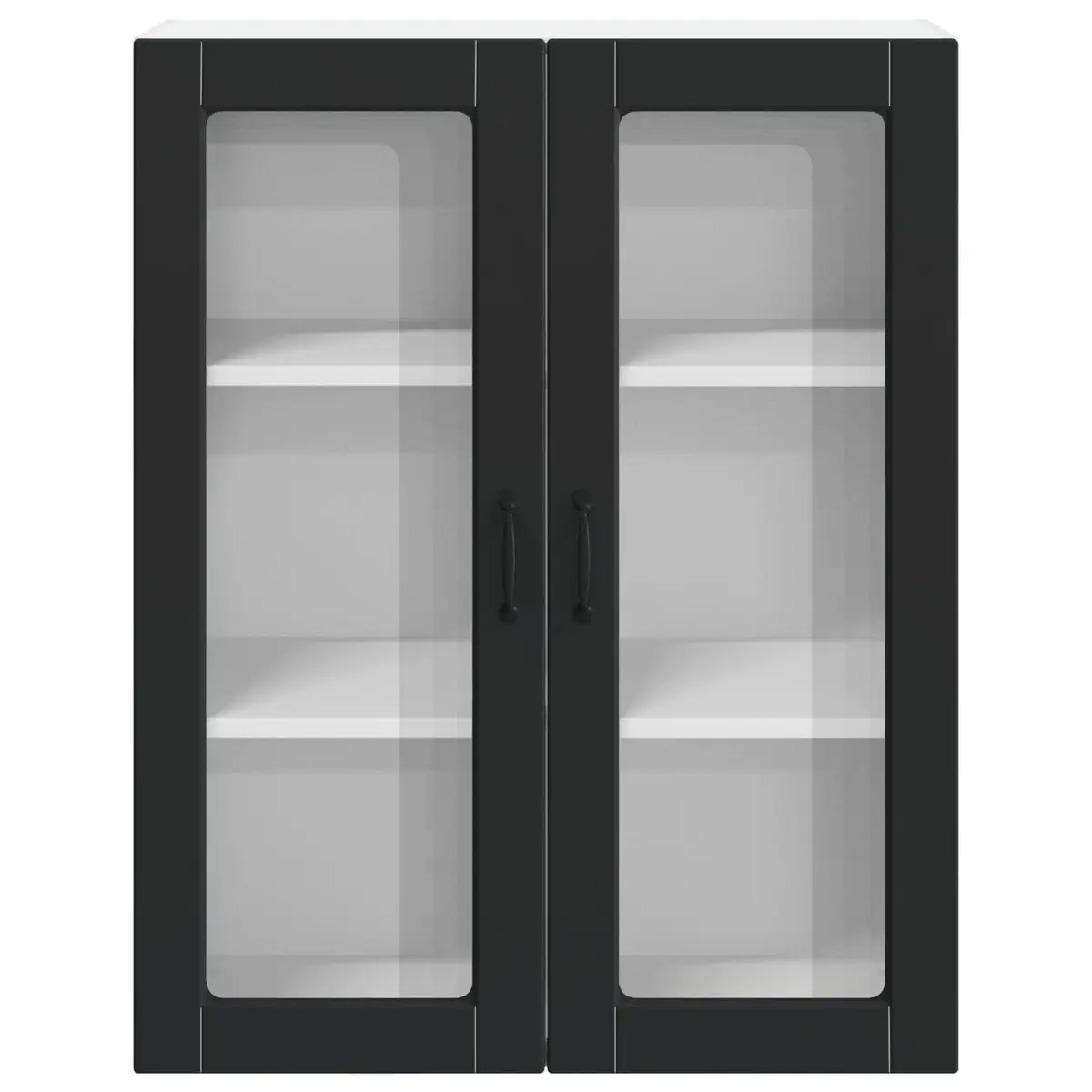 Wall Glass Cabinet Black 80 x 31 x 100 cm Kitchen Storage Engineered Wood