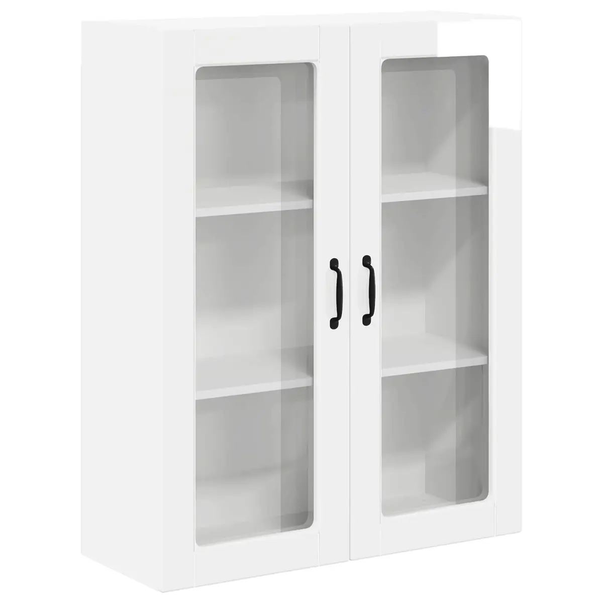 Wall Glass Cabinet High Gloss White Engineered Wood 80x31x100cm