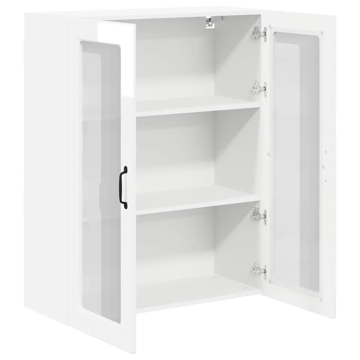 Wall Glass Cabinet High Gloss White Engineered Wood 80x31x100cm