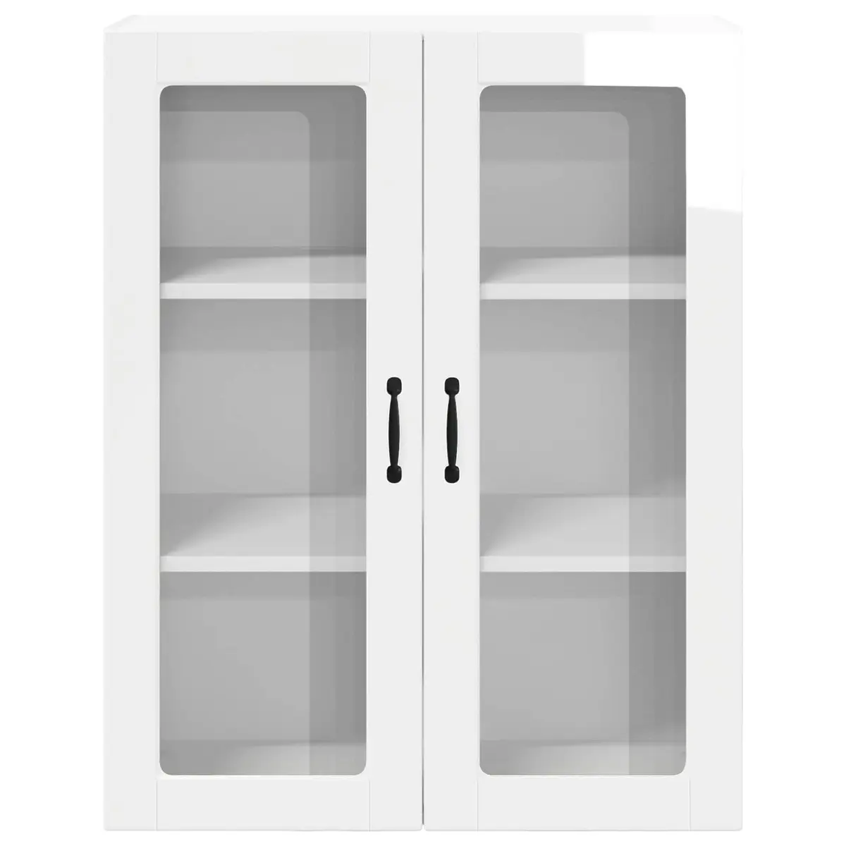 Wall Glass Cabinet High Gloss White Engineered Wood 80x31x100cm