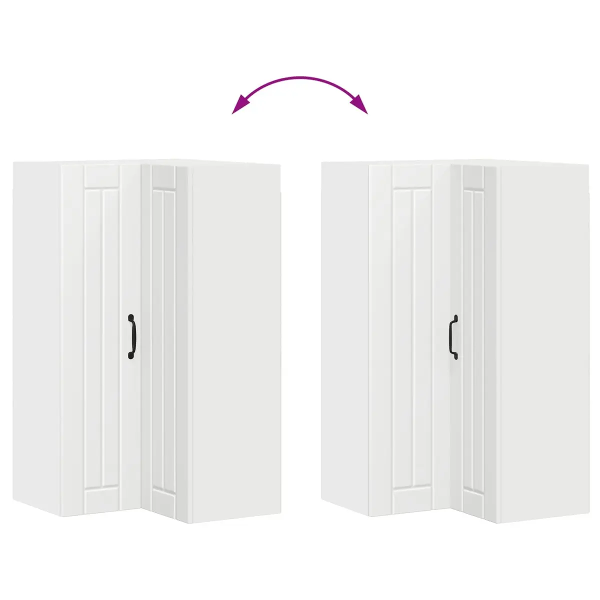 White Wooden Wall Corner Cabinet Modern 57 x 57 x 100 cm