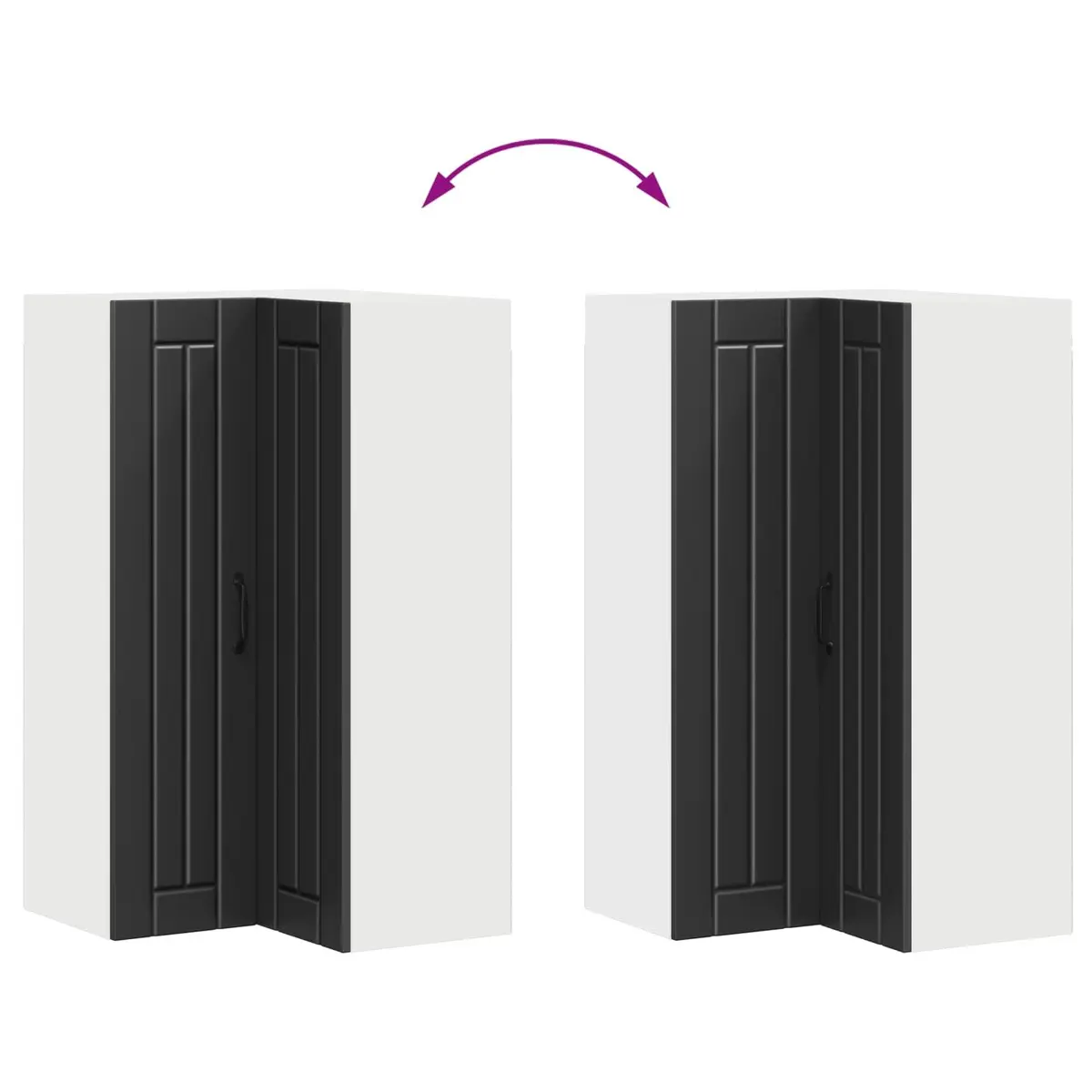 Wall Corner Kitchen Cabinet Storage Cupboard Black Modern Furniture 57x57x100cm