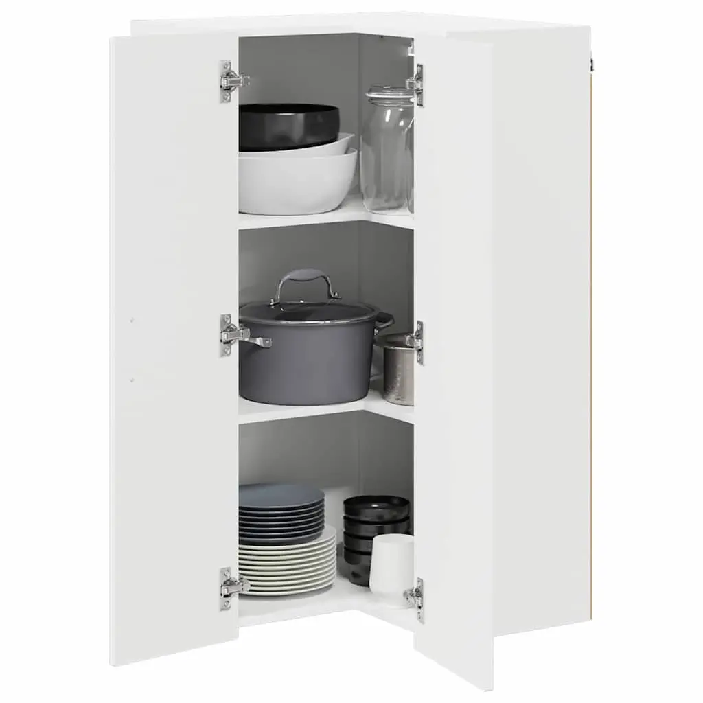 Wall Corner Cabinet Kitchen Storage Engineered Wood High Gloss White 57x57x100cm