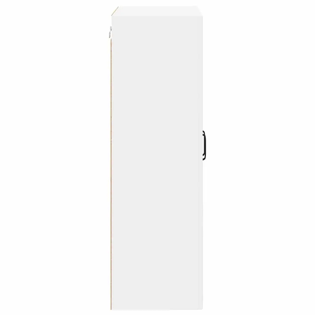 Kitchen Storage Cabinet Wall Mounted White 60cm Width 31cm Depth 100cm Height Engineered Wood Glass Front Display