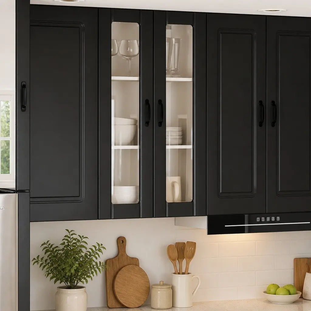 Black Wall Glass Cabinet 60x31x100cm