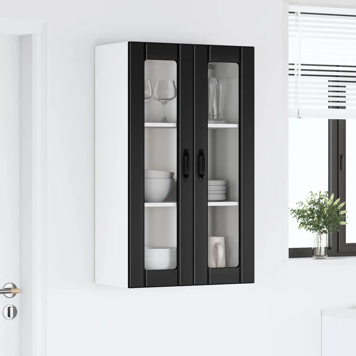 Black Wall Glass Cabinet 60x31x100cm