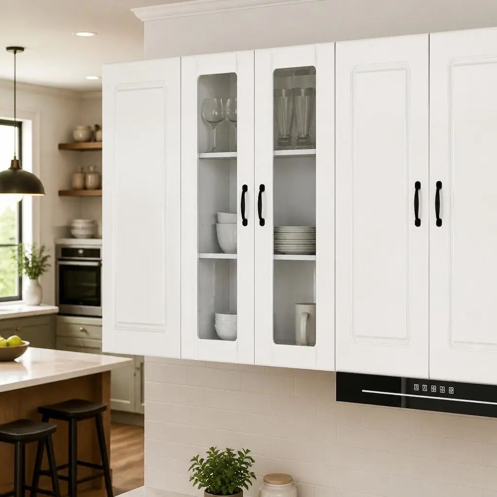 Wall Glass Cabinet High Gloss White Engineered Wood 60x31x100cm