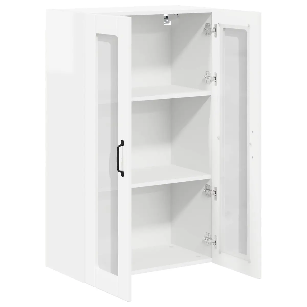 Wall Glass Cabinet High Gloss White Engineered Wood 60x31x100cm