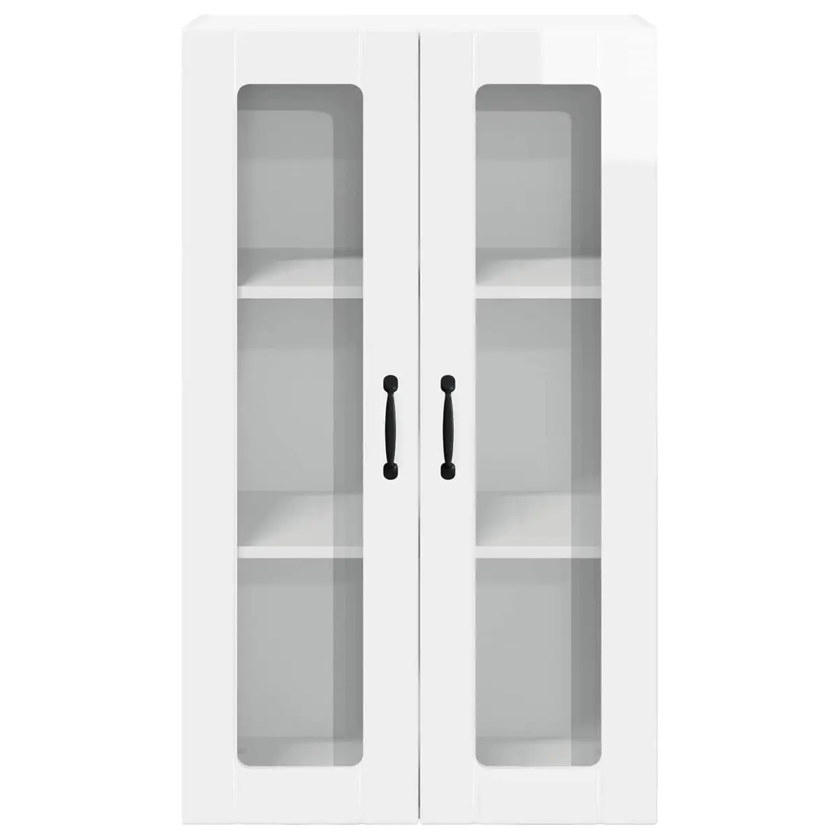 Wall Glass Cabinet High Gloss White Engineered Wood 60x31x100cm