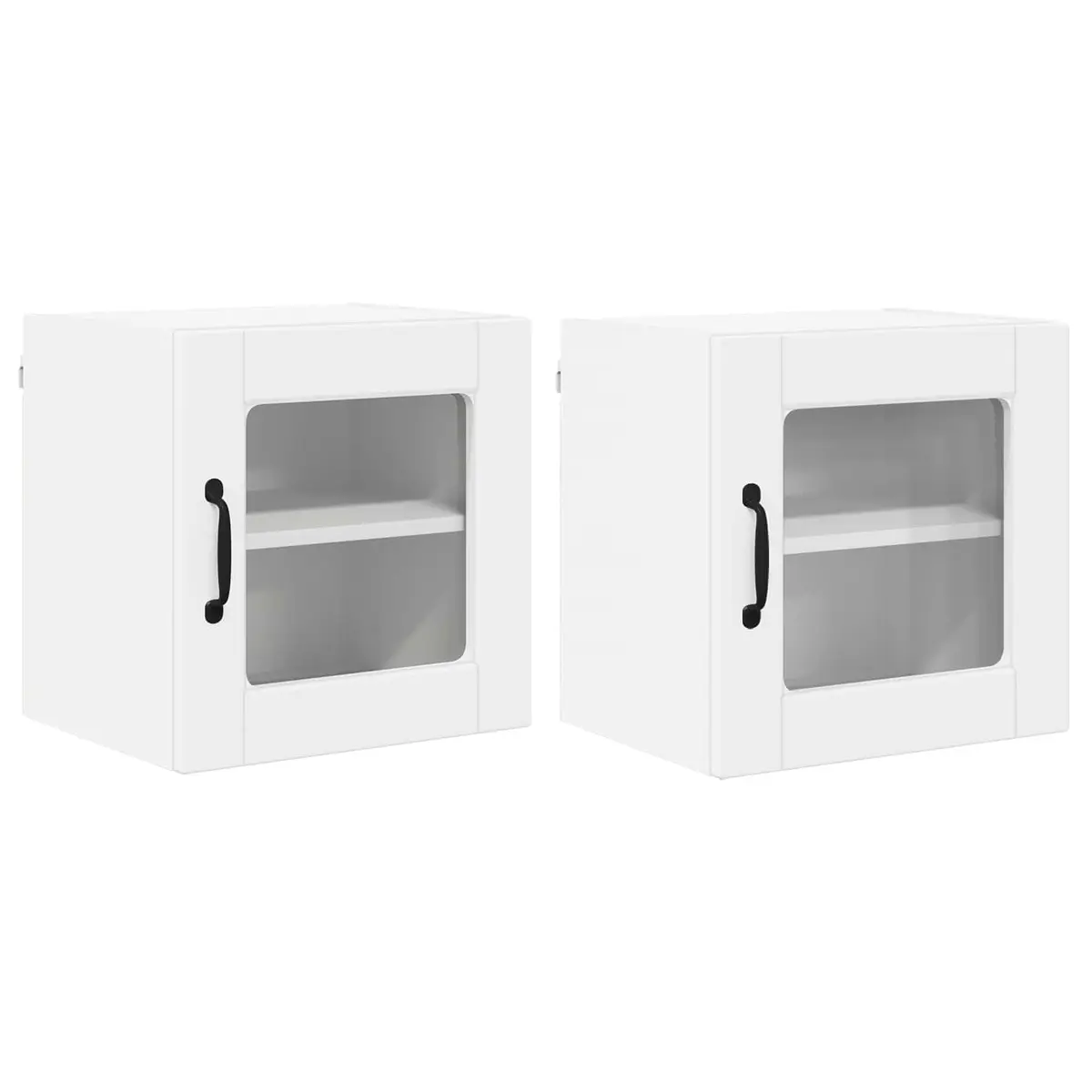 Wall Glass Cabinet White Kitchen Storage 2 Pcs 40 x 31 x 40 cm Modern Shelves