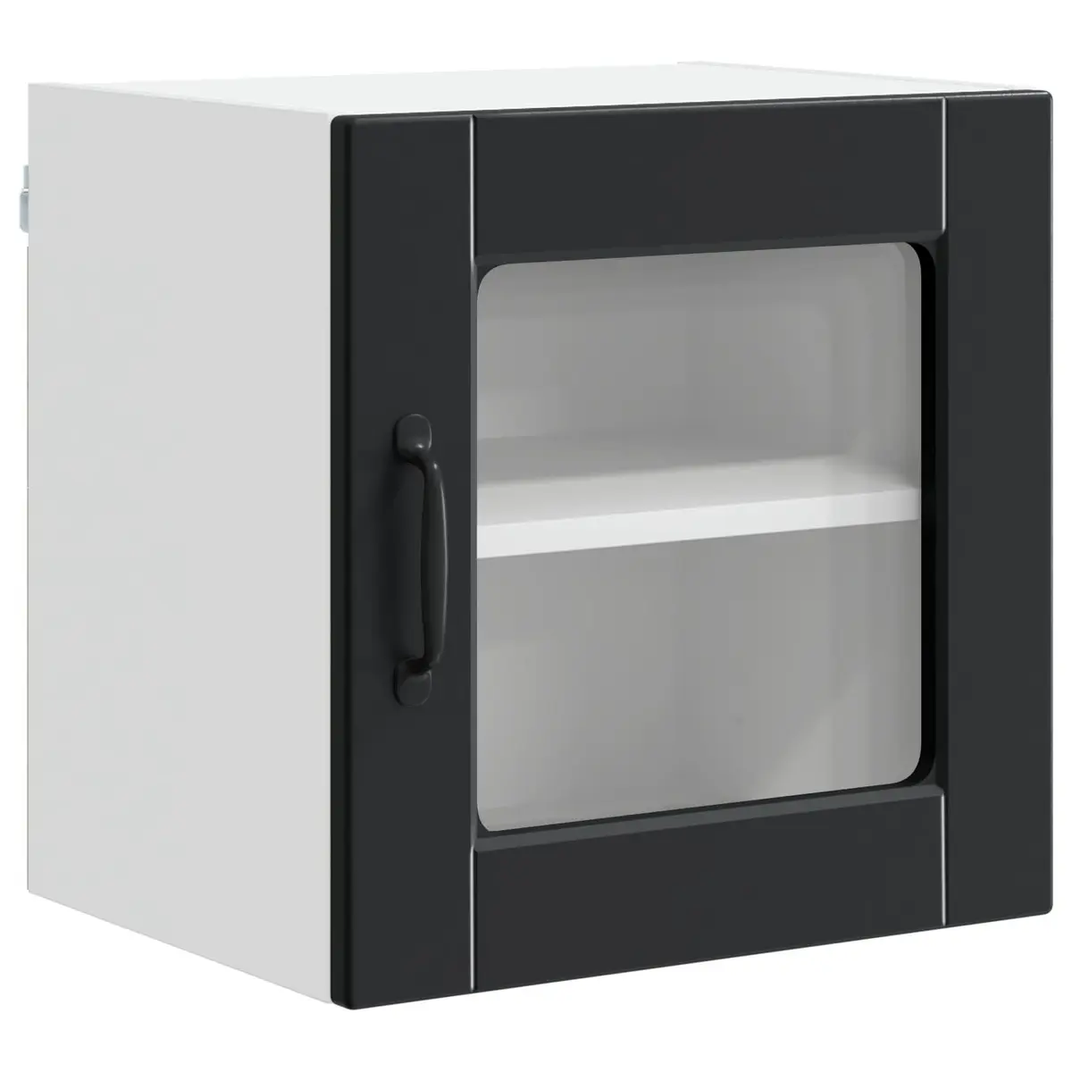 Wall Glass Cabinet PORTO Black Kitchen Storage Engineered Wood 40x31x40cm