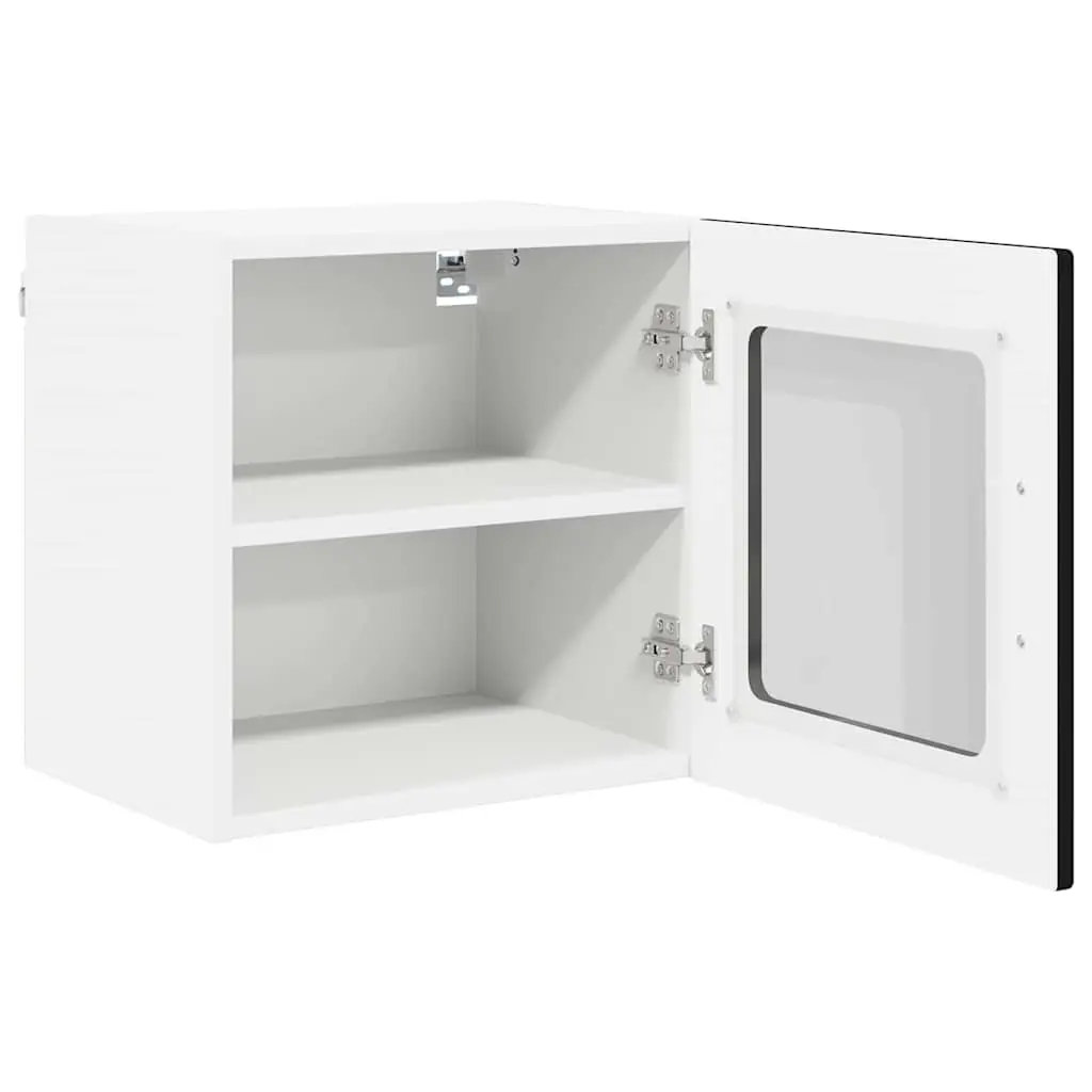 Wall Glass Cabinet PORTO Black Kitchen Storage Engineered Wood 40x31x40cm