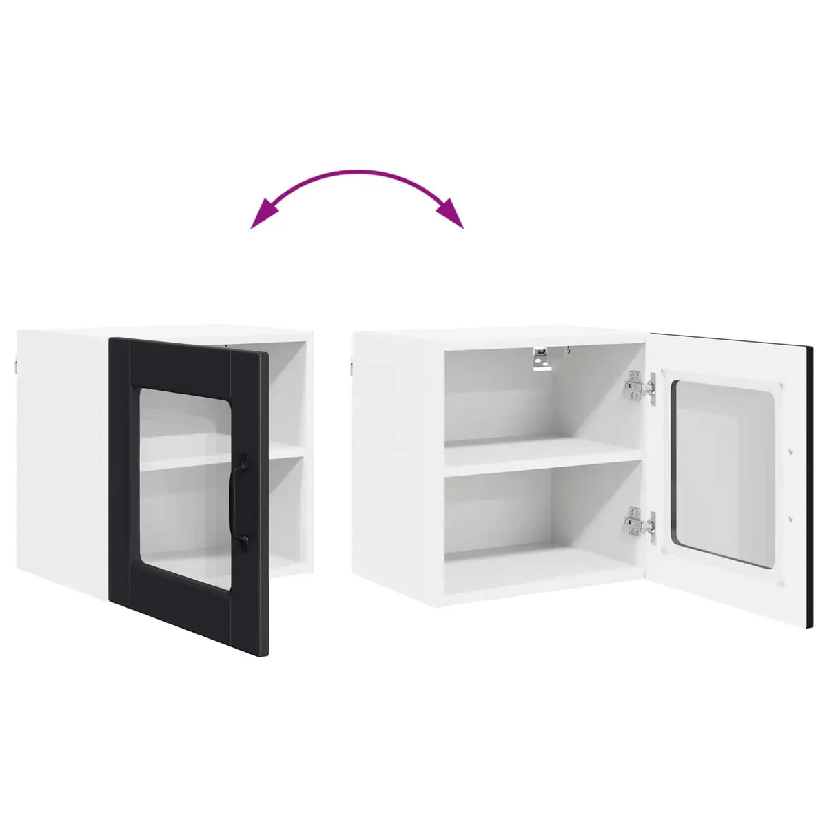 Wall Glass Cabinet Black Kitchen Storage Modern 40 x 31 x 40 cm 2 Pieces