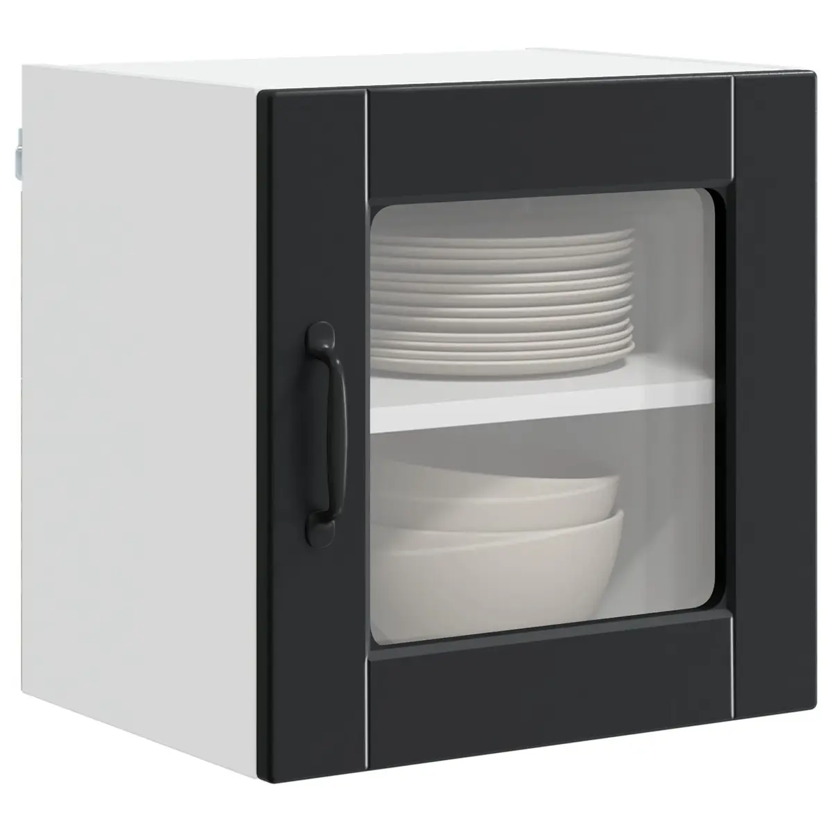 Wall Glass Cabinet Black Kitchen Storage Modern 40 x 31 x 40 cm 2 Pieces