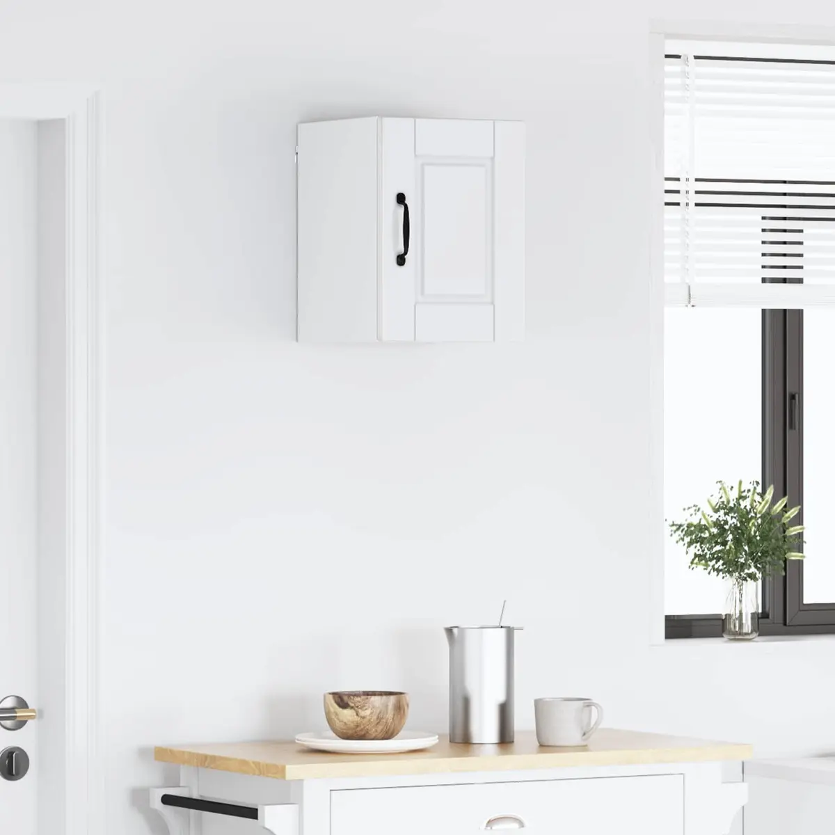 Wall Cabinet High Gloss White Modern Kitchen Storage with Multiple Shelves and Compartments