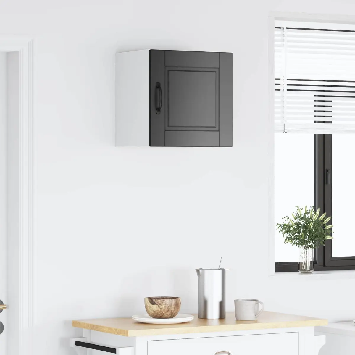 Wall Cabinet Kitchen Storage Black Engineered Wood 40x31x40 cm