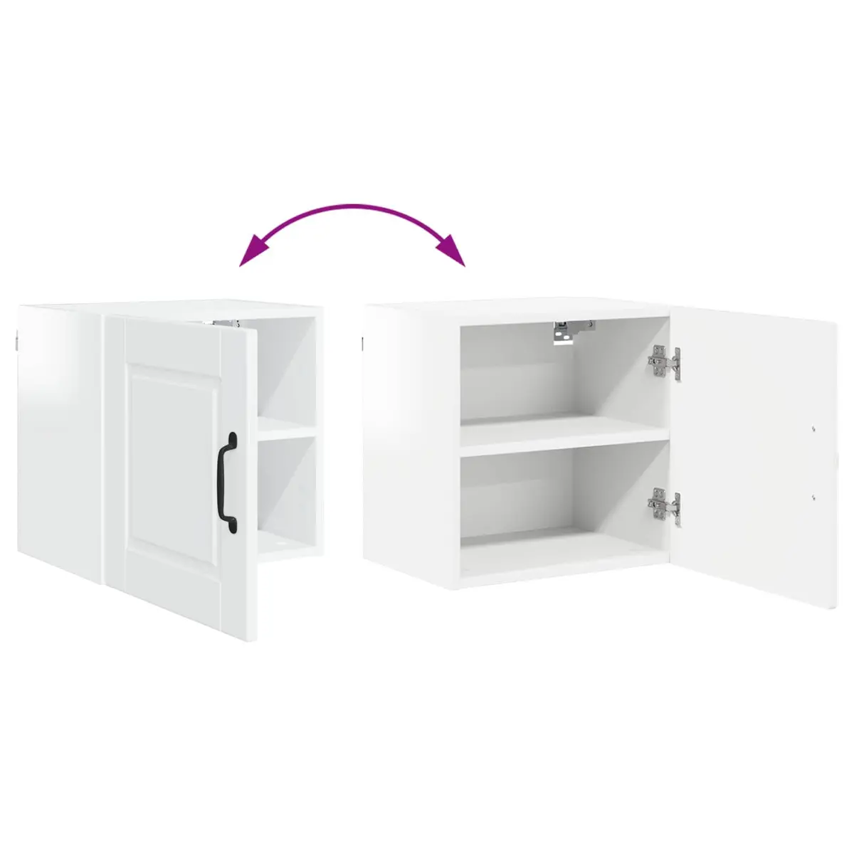 Wall Cabinet Kitchen Storage High Gloss White 40cm Shelves Compartments