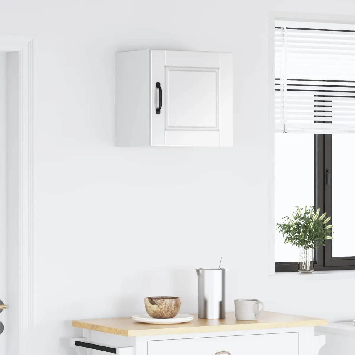 Wall Cabinet Kitchen Storage High Gloss White 40cm Shelves Compartments