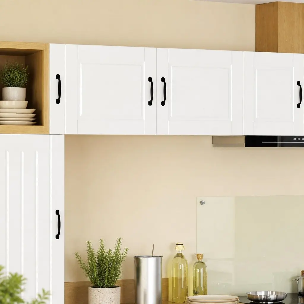 Kitchen Storage Cabinet Set of 2 White 50 x 31 x 40 cm Engineered Wood Wall Mounted