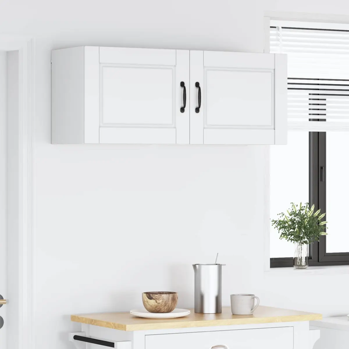 Kitchen Storage Cabinet Set of 2 White 50 x 31 x 40 cm Engineered Wood Wall Mounted