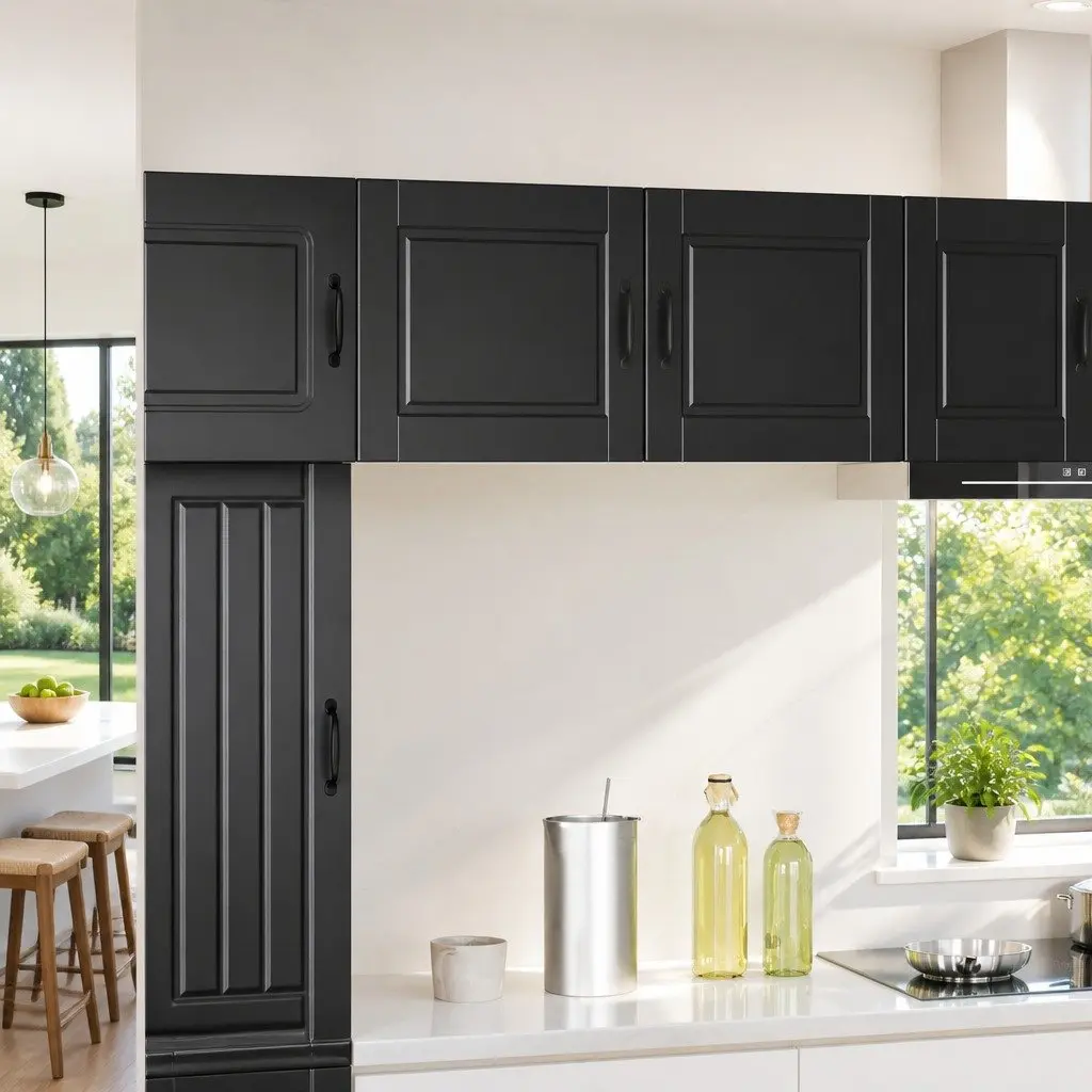 Wall Cabinet Storage Kitchen Black Engineered Wood Shelf Unit 50 x 31 x 40 cm